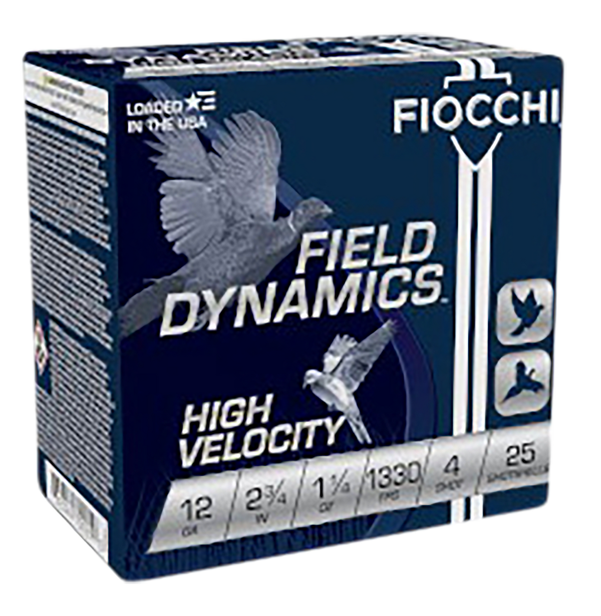 Fiocchi Field Dynamics High Velocity 12 Gauge 2.75" 1 1/4oz #4 Shot 25 Rd - Box or Case