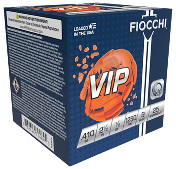 Fiocchi Exacta Target VIP 410 Bore 2.5" 1/2 oz #9 Lead Shot 25 Bx/10 Cs - Box or Case