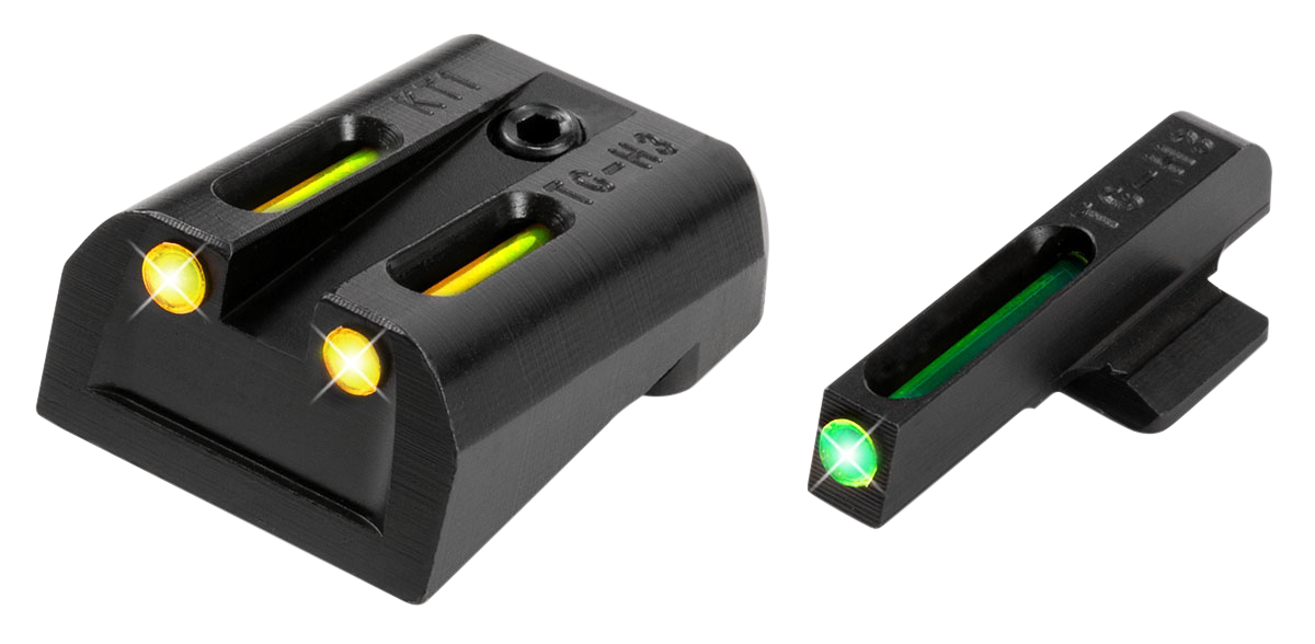 TruGlo TG131KTY TFO Kimber 1911 Pistol Tritium Fiber Optic Sight Set - Green Front, Yellow Rear - Black Nitride