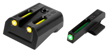 TruGlo TG131KTY TFO Kimber 1911 Pistol Tritium Fiber Optic Sight Set - Green Front, Yellow Rear - Black Nitride