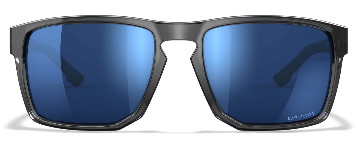 Wiley X Founder CAPTIVATE Blue Mirror Lens Gloss Crystal Grey Frame Safety Glasses