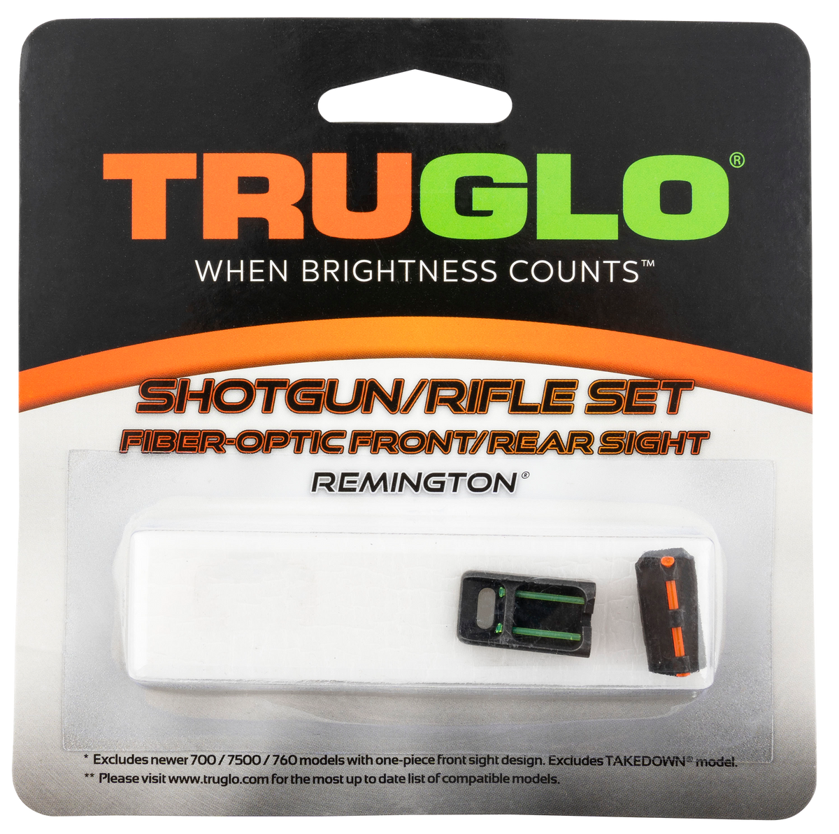 TruGlo TG110W Fiber-Optic Sights for Remington Shotgun/Rifle - Red Front, Green Rear - CNC Steel