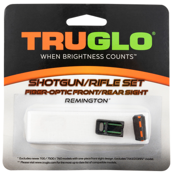 TruGlo TG110W Fiber-Optic Sights for Remington Shotgun/Rifle - Red Front, Green Rear - CNC Steel