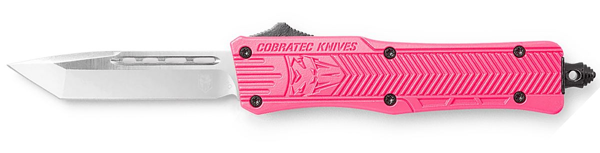 CobraTec Knives CTK-1 Small 2.75" OTF Tanto Plain D2 Steel Pink Aluminum Handle