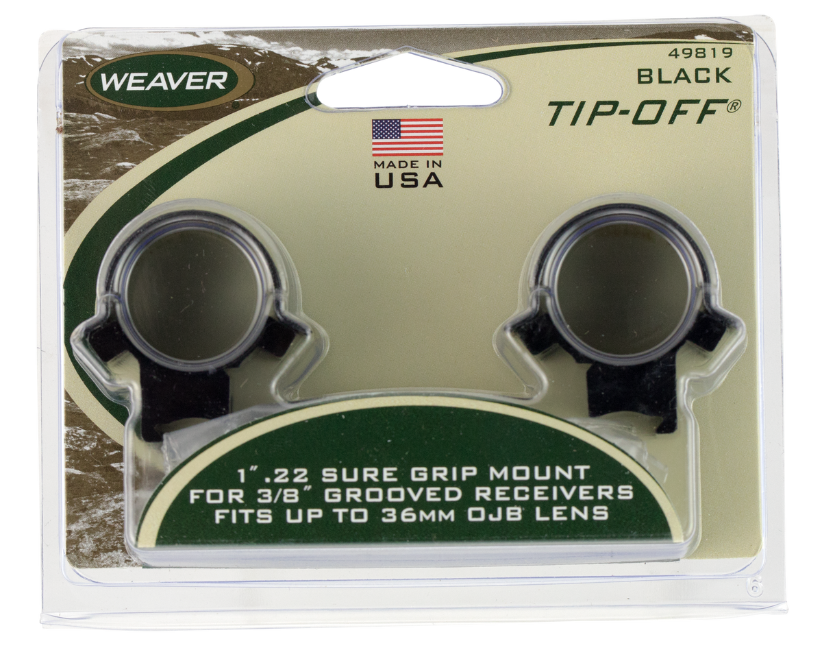 Weaver Mounts 49819 .22 Tip-Off Rings 1" Medium Black Aluminum