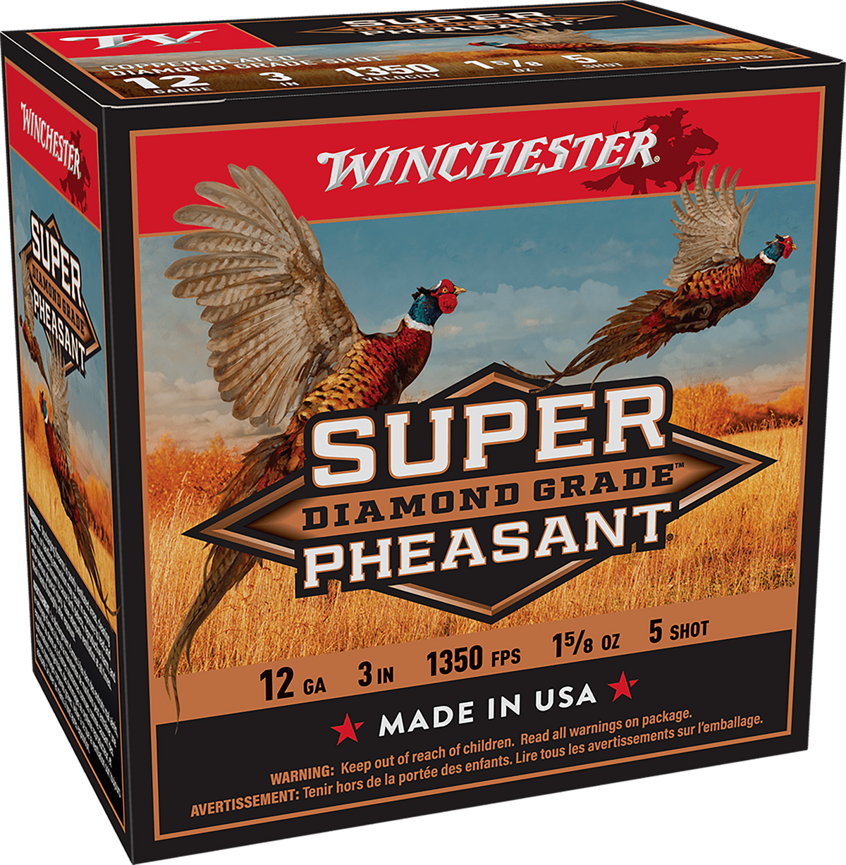 Winchester Ammo Super Pheasant Diamond Grade 12 Gauge 3" 1-5/8 oz #5 Shot 25 Rd - Box or Case