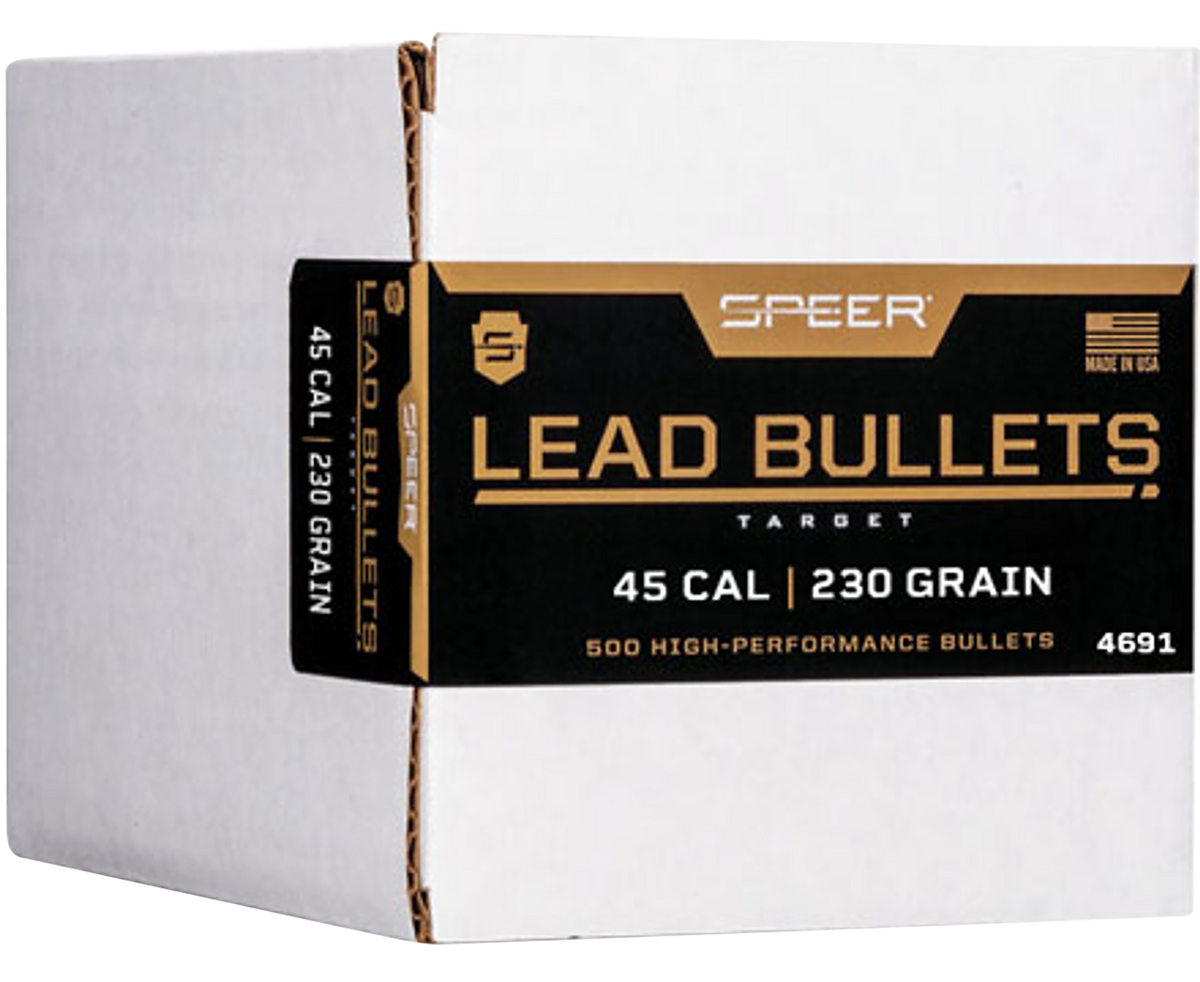 Speer Ammo 4691 Handgun .45 Cal .452 230gr Lead Round Nose Reloading Bullets - 500/Box