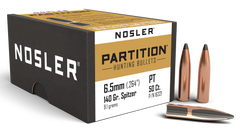Nosler Partition 6.5mm .264 140gr Spitzer Reloading Bullets - 50/Box