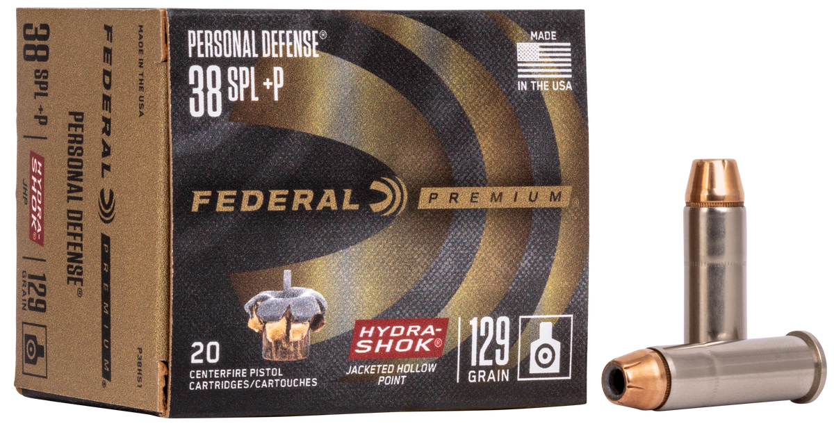 Federal Premium Hydra-Shok 38 Special +P 129gr JHP 20 Rd - Box or Case
