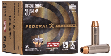 Federal Premium Hydra-Shok 38 Special +P 129gr JHP 20 Rd - Box or Case