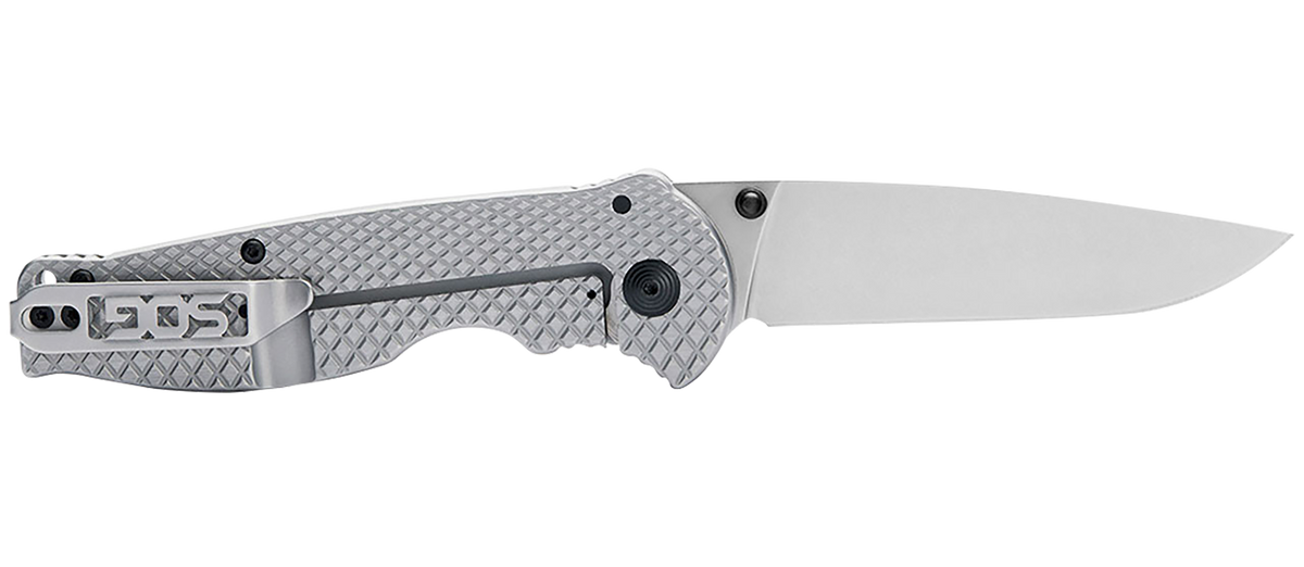 S.O.G Flash FL 3.40" Folding Drop Point Plain 4116 SS Silver Stainless Steel Handle