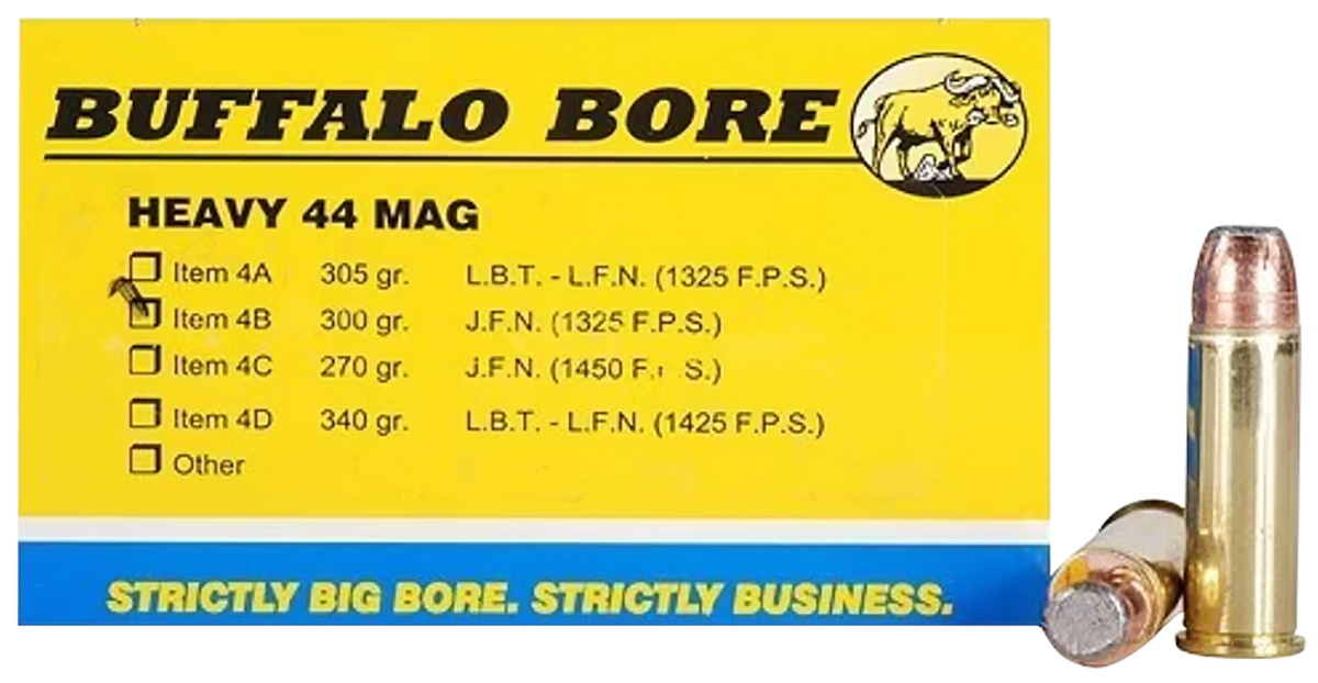 Buffalo Bore Ammunition Strictly Business Heavy 44 Rem Mag 300gr Semi-Jacketed Flat Point 20 Rd Box - Box or Case