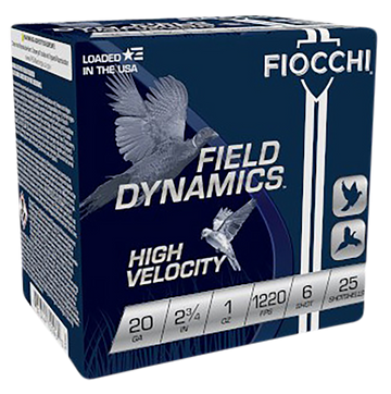 Fiocchi Field Dynamics High Velocity 20 Gauge 2.75" 1oz #6 Shot - Box or Case
