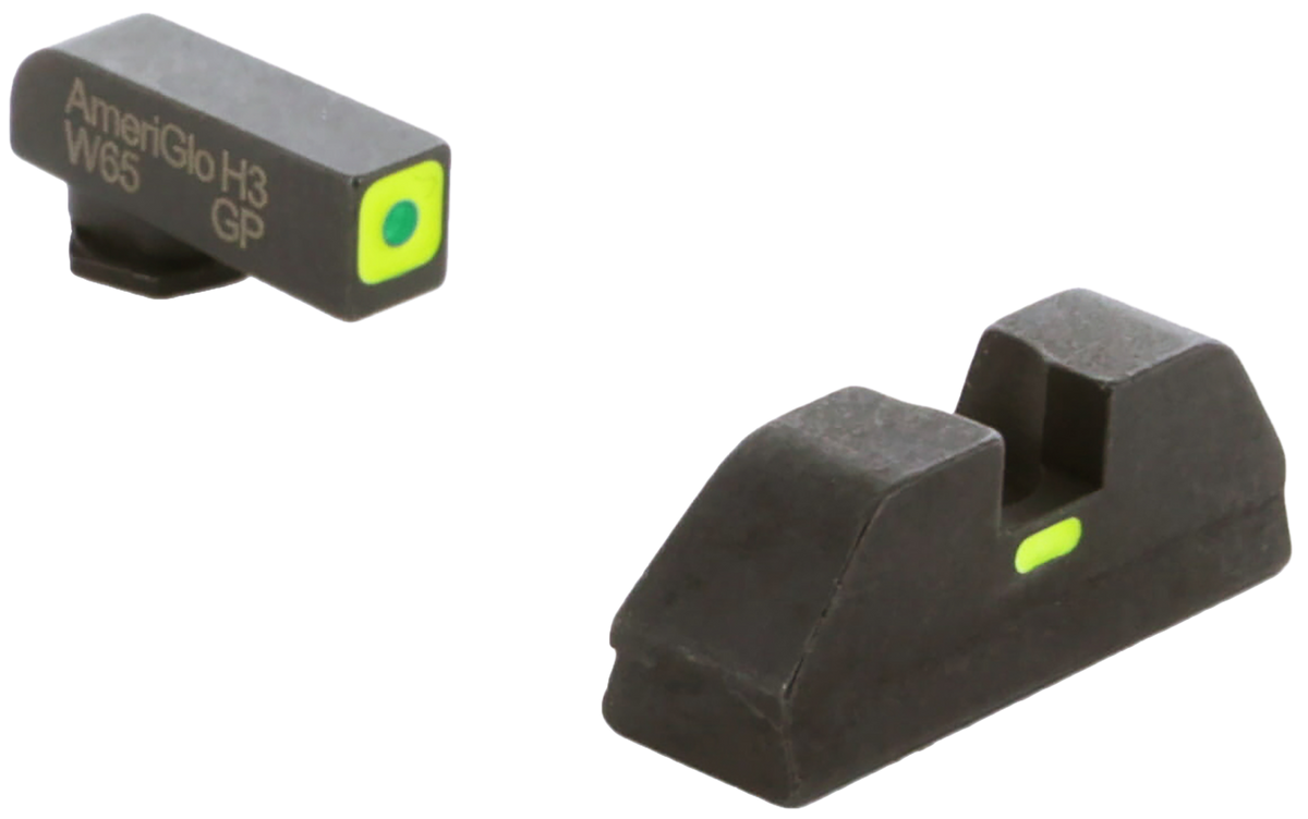 Ameriglo GL615 CAP Sight Set for Glock Gen 1-4 10mm/.45/.357 - Green Tritium LumiGreen Outline Front / LumiGreen Bar Rear