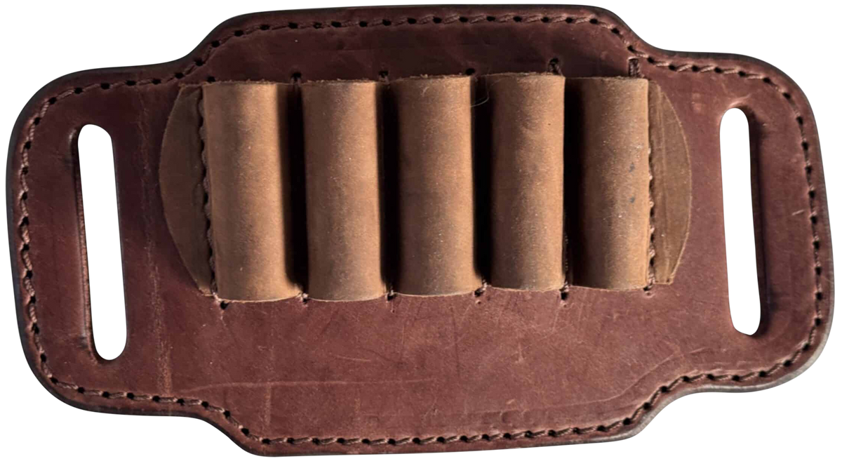 1791 Gunleather HNTABSMRBRWA Ammo Belt Slide Brown Leather - Holds 5 Magnum Rifle Shells