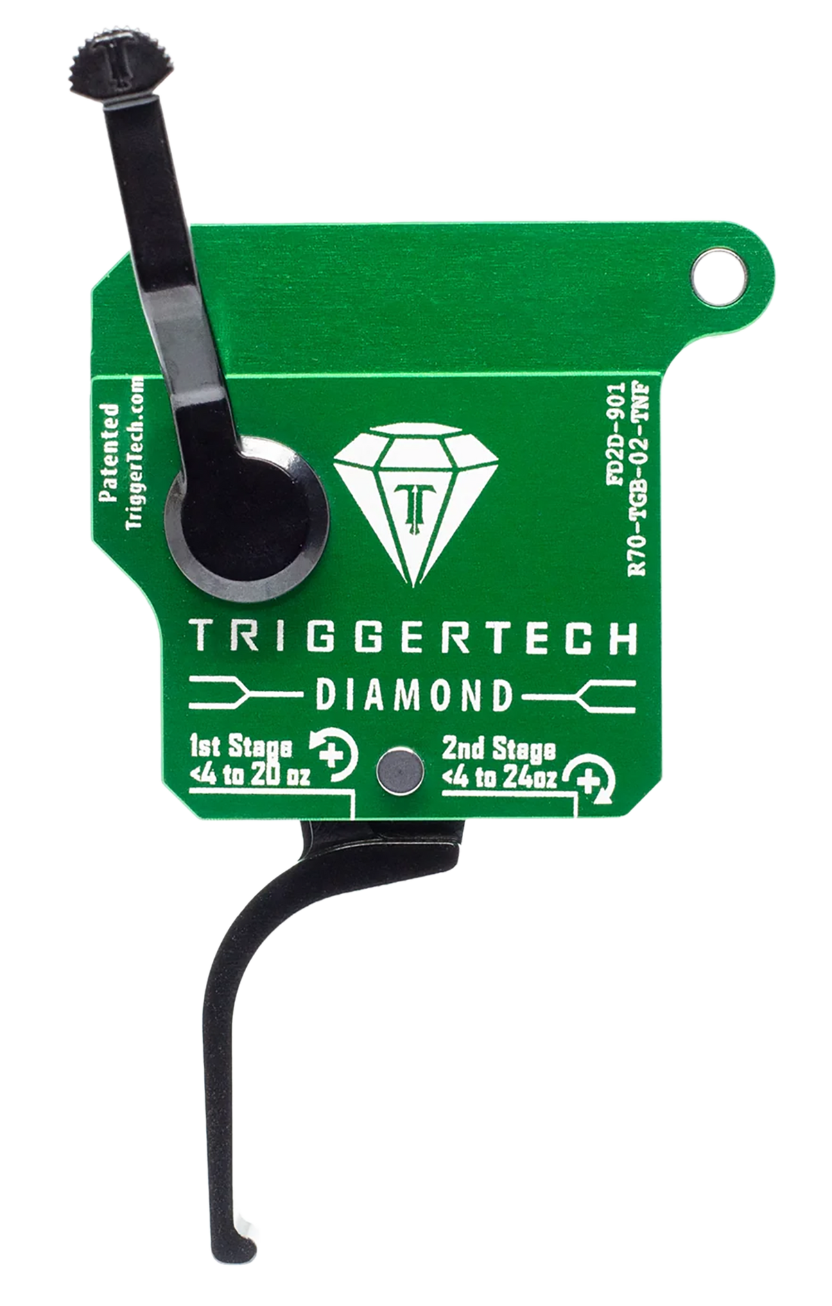 TriggerTech Diamond Remington 700 Two-Stage Flat Clean Trigger 0.50-2.80 lbs Right Hand - Green/Black Finish