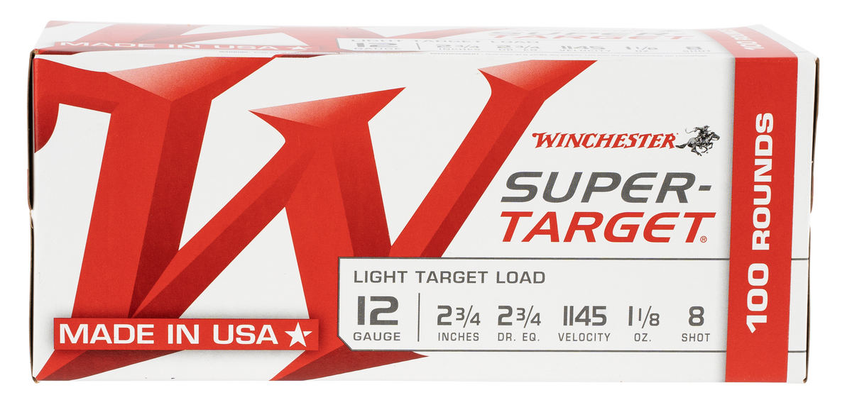 Winchester Ammo Super-Target 12 Gauge 2.75" 1-1/8 oz #8 Shot 100 Rd - Box or Case