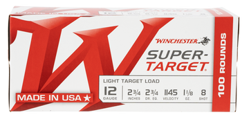 Winchester Ammo Super-Target 12 Gauge 2.75" 1-1/8 oz #8 Shot 100 Rd - Box or Case