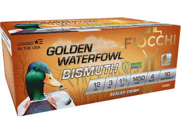 Fiocchi Golden Waterfowl Bismuth 12 Gauge 3" 1 3/8 oz #4 Shot 10 Rds - Box or Case