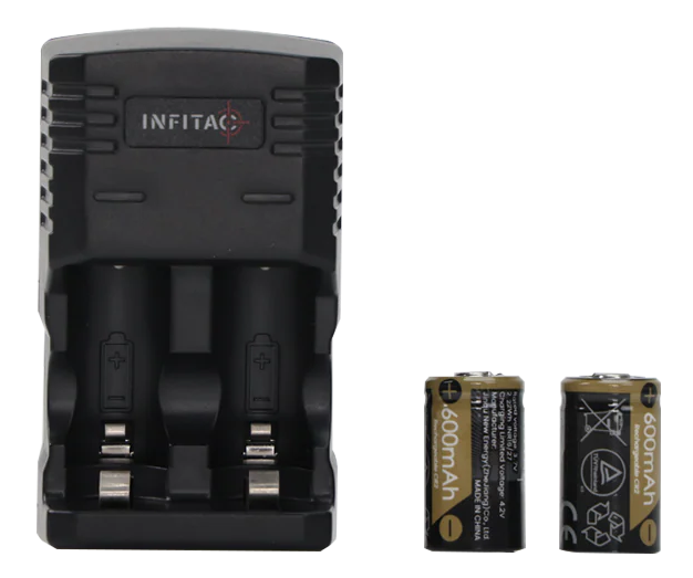 INFITAC BC01 Li-ion Charger Kit with 2x CR2 600mAh 3.7V Batteries