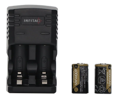 INFITAC BC01 Li-ion Charger Kit with 2x CR2 600mAh 3.7V Batteries