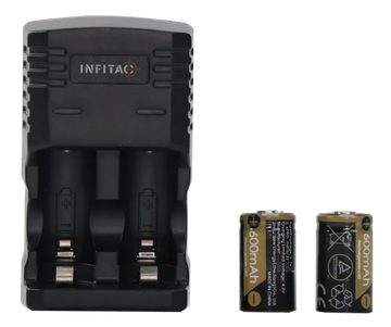 INFITAC BC01 Li-ion Charger Kit with 2x CR2 600mAh 3.7V Batteries