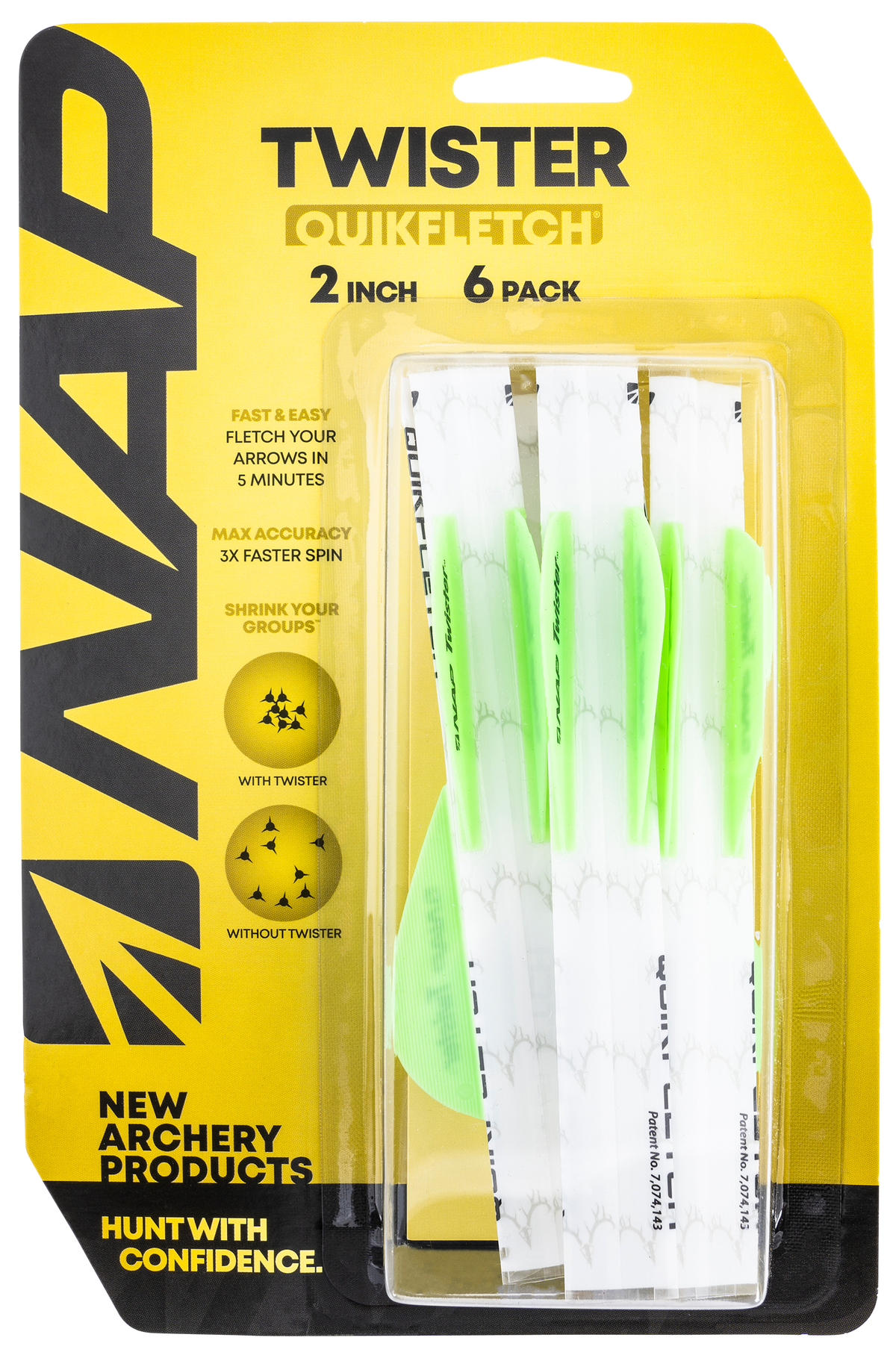 NAP Quickfletch Twister 2" Fletching Vanes White/Green 6 Pack