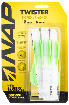 NAP Quickfletch Twister 2" Fletching Vanes White/Green 6 Pack