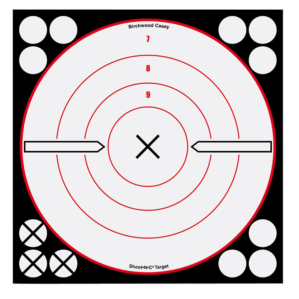 Birchwood Casey Shoot-N-C 8" Bullseye Reactive Self-Adhesive Paper Target - Black/Red/White 6 Pack