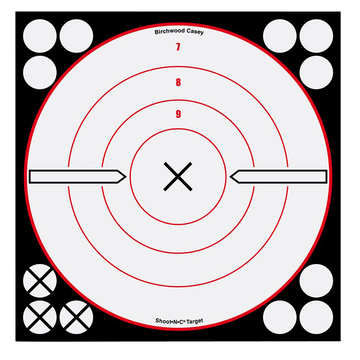 Birchwood Casey Shoot-N-C 8" Bullseye Reactive Self-Adhesive Paper Target - Black/Red/White 6 Pack