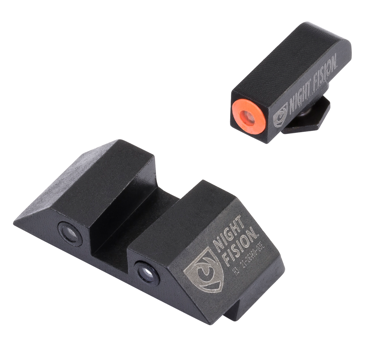 Night Fision GLK003003OGZ Tritium Night Sights for Glock 42/43/43X Square - Green Tritium Orange Outline Front / Green Tritium Black Outline Rear