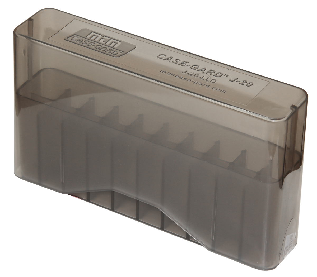 MTM Case-Gard J-20-LLD Slip-Top Ammo Box 7mm Rem Mag, 338 Win Mag 20rd Clear Smoke Polypropylene