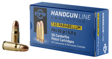 PPU PPH765P Handgun 7.65x21mm Parabellum 93gr Full Metal Jacket - Box or Case