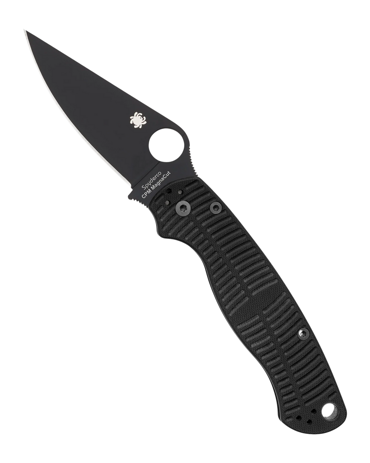 Spyderco Para Military 2 Salt 3.45" CPM MagnaCut Black DLC Plain Edge Black G-10 Folding Knife