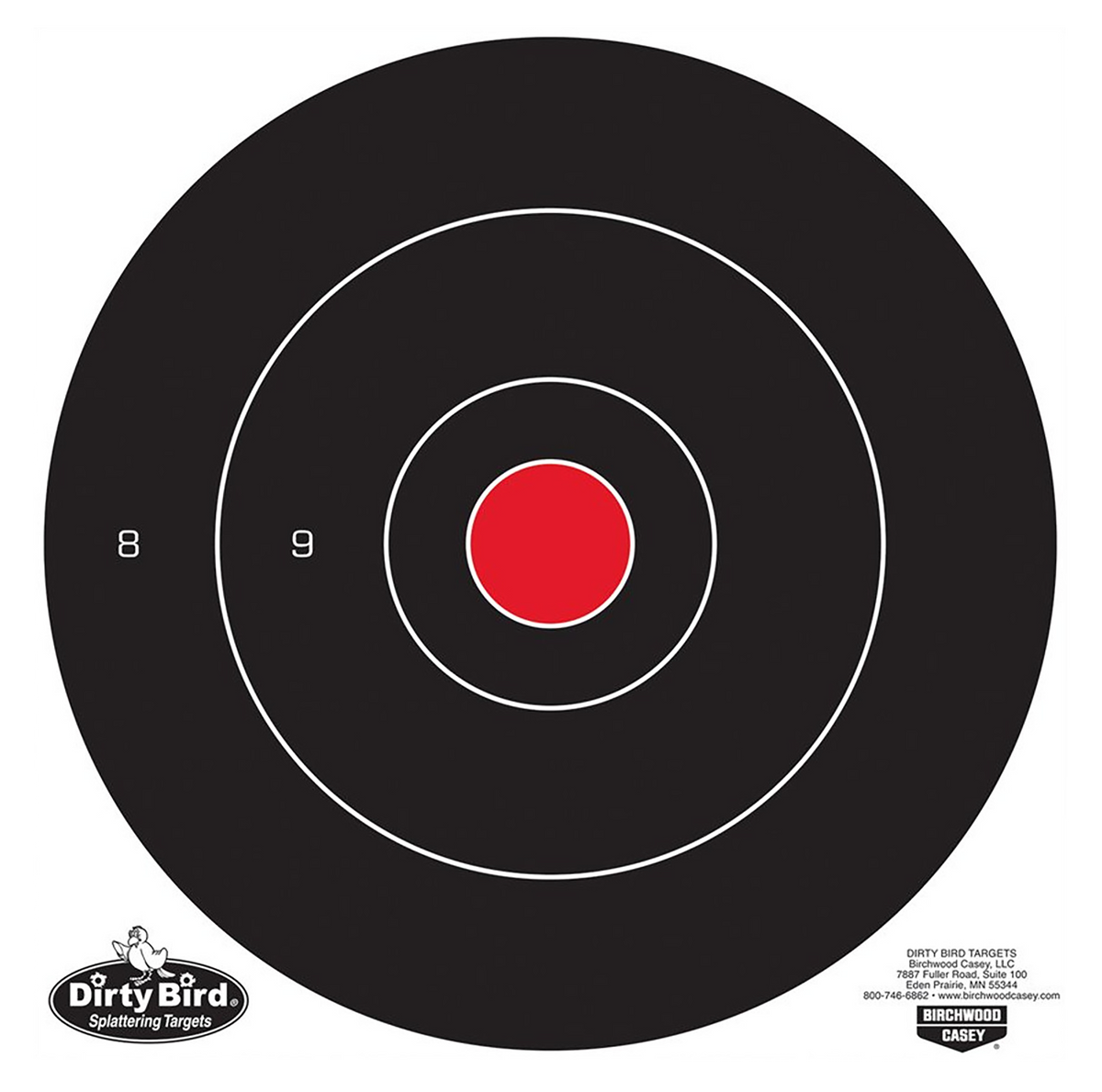 Birchwood Casey Dirty Bird 12" Bullseye Tagboard Hanging Black/White 12 Pack