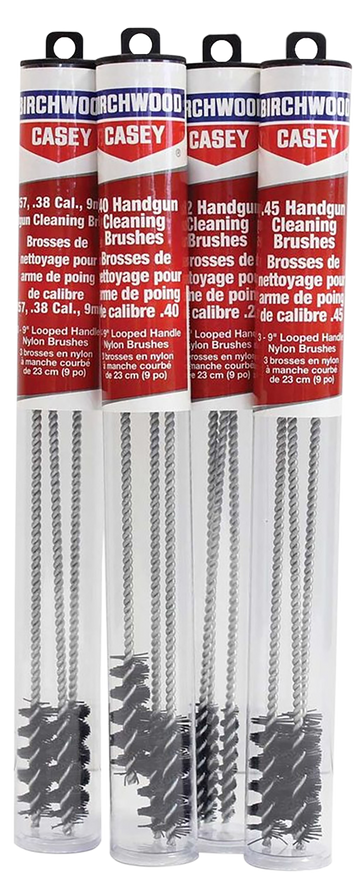 Birchwood Casey 41210 Handgun Looped Cleaning Brushes 9mm/.357/.38/.380 9" Nylon 3 Pack