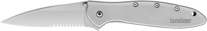 Kershaw Leek 1660ST 3" Folding Drop Point Part Serrated Bead Blasted Stainless