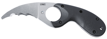 Columbia River Bear Claw 2.39" Fixed Hawkbill Veff Serrated Stonewashed AUS-8A SS Blade Black GRN Handle