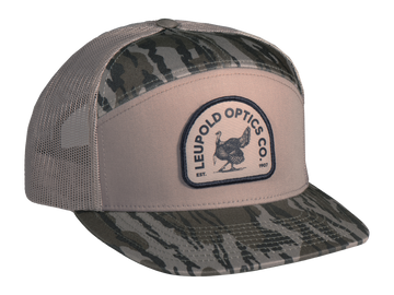 Leupold Turkey 7-Panel Trucker Hat - Khaki/Mossy Oak Bottomland