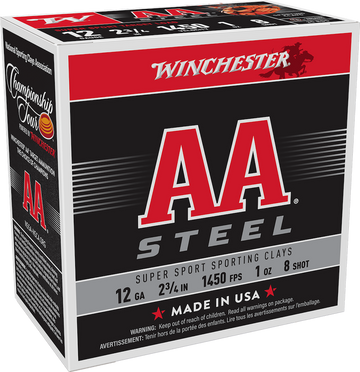 Winchester Ammo AA Super Sport Sporting Clay 12 Gauge 2.75" 1oz #8 Steel Shot 25 Rd - Box or Case