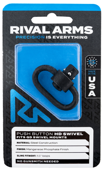 Rival Arms HD Swivel Single 1.25" Loop Black Manganese Phosphate Steel QD Push Button