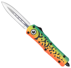 CobraTec FS-3 Fishing Lure 3" OTF Dagger Plain D2 Steel Green Aluminum Handle