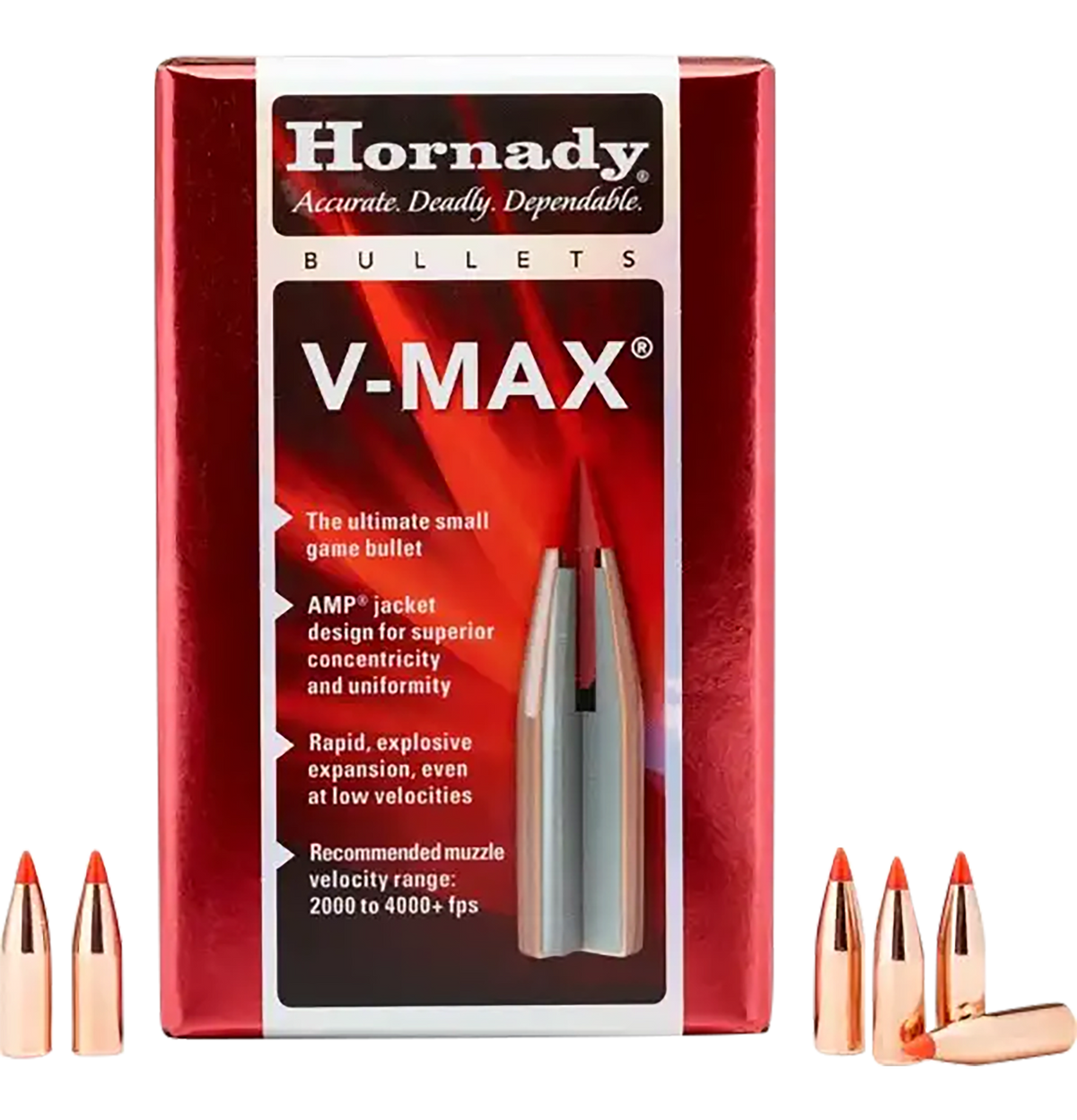 Hornady V-Max 22 Caliber .224 53gr Reloading Bullets - 100 Per Box