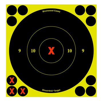 Birchwood Casey 34560 Shoot-N-C Self-Adhesive Paper 6" X-Bullseye Black/Yellow Target 60 Pack