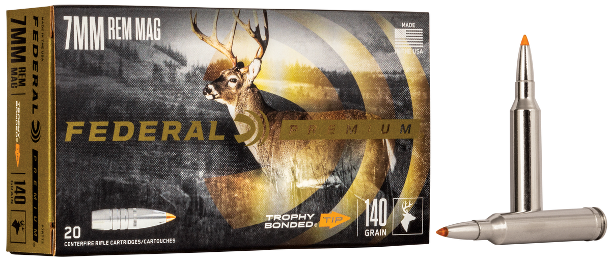 Federal Premium 7mm Rem Mag 140 gr Trophy Bonded Tip 20 Rd - Box or Case