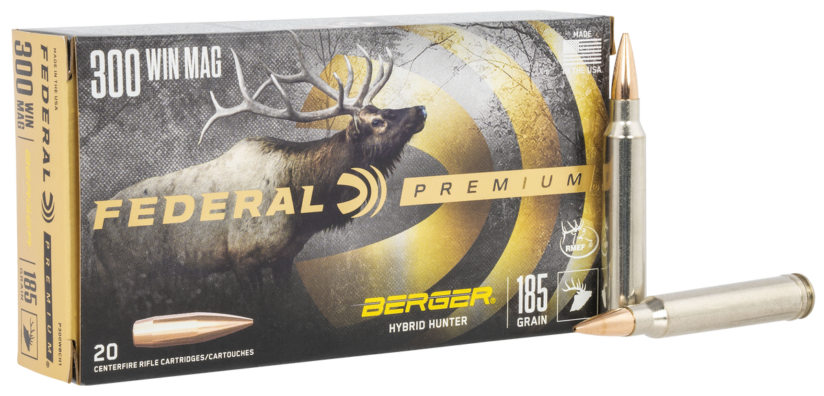 Federal Premium 300 Win Mag 185gr Berger Hybrid Hunter 20rd - Box or Case