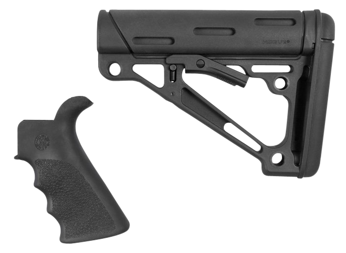 Hogue 15056 OverMolded Combo Kit Collapsible Black Buttstock & Beavertail Finger Groove Grip for AR-15/M16 - Mil-Spec Tube Not Included
