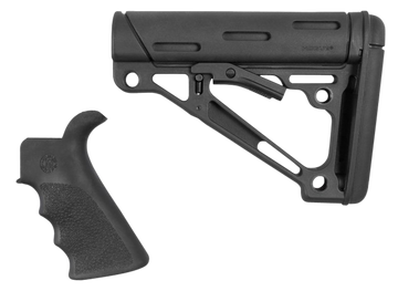 Hogue 15056 OverMolded Combo Kit Collapsible Black Buttstock & Beavertail Finger Groove Grip for AR-15/M16 - Mil-Spec Tube Not Included