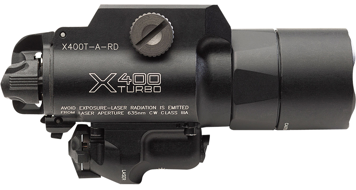 Surefire X400T-A-RD Turbo 650 Lumen White LED/Red Laser Weapon Light - Black Anodized