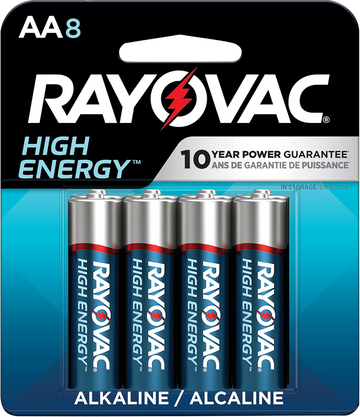 Rayovac High Energy AA Alkaline Batteries 1.5V 2,700 mAh (8-Pack)